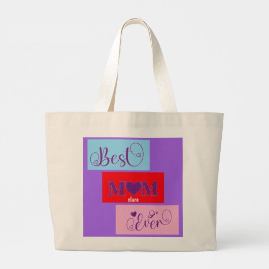 Personalisiert BEST MAMA JE 12 Script Große Tasche (Rückseite)