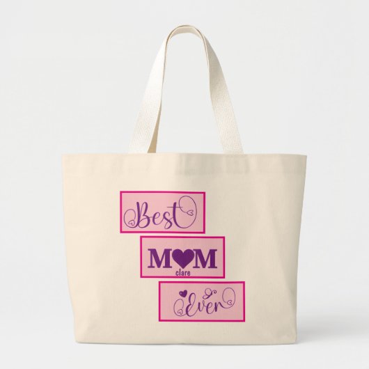 Personalisiert BEST MAMA JE 15 Script Große Tasche (Vorne)