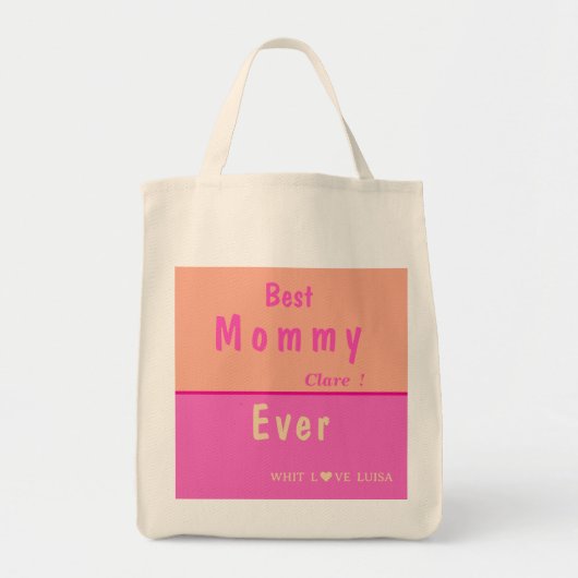 Personalisiert BEST MAMA JE PINK & ROSE Tragetasche (Vorne)