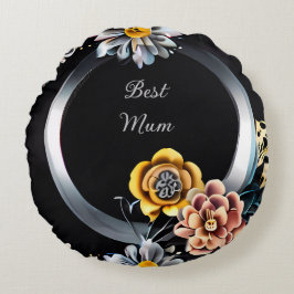 Personalisiert Best Mum Floral Rundes Kissen