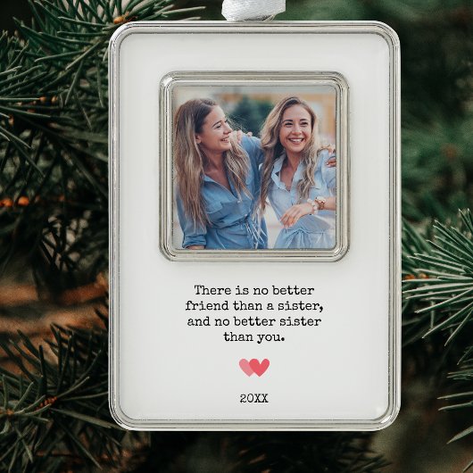 Personalisiert Best Sister Foto Christmas Rahmen-Ornament Silber