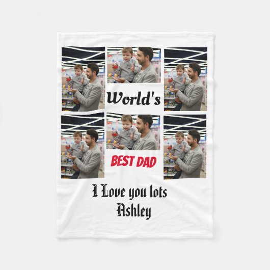 Personalisiert Best Vater aller 6 Fotos Fleecedecke (Vorderseite)