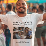 Personalisiert Best Vater Ever Foto Collage einfac T-Shirt<br><div class="desc">Moderne zeitgenössische BEST DADDY EVER Happy Vatertag 4 Familie Foto Collage Sake einfache Weiß-und Schwarz-T - Shirt mit einer fett Typografie Drehvorlage. Erstellen Sie Ihre eigene Version mit vier Familienbildern und Ihrem Text! Sie können die Farben des Textes ändern. Es kann ein niedliches personalisiertes Geschenk für Ihren Vater oder Großvater...</div>