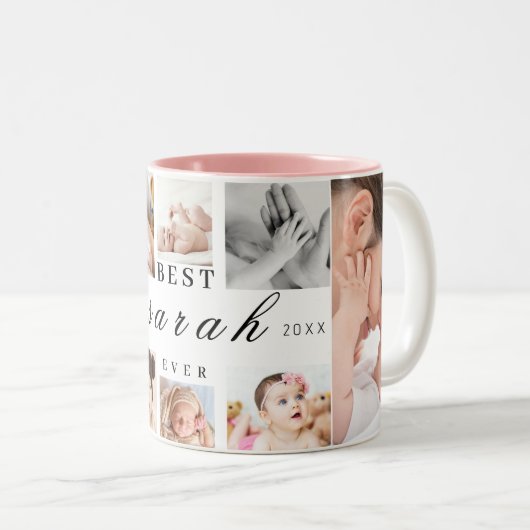 Personalisiert Beste Abuelito je 8 FotoCollage Zweifarbige Tasse (VorderseiteRechts)