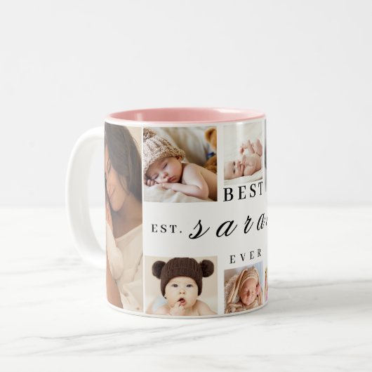 Personalisiert Beste Abuelito je 8 FotoCollage Zweifarbige Tasse (Vorderseite Links)