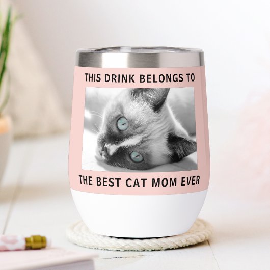 Personalisiert Beste Cat Mama je Foto Rosa
