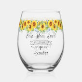Personalisiert Beste Mama je... Sonnenblume Weinglas Ohne Stiel (Rückseite)