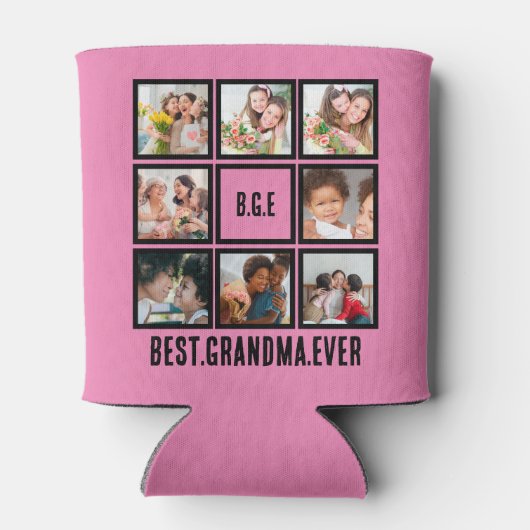 Personalisiert Beste Oma je 8 FotoCollage Dosenkühler (Rückseite)