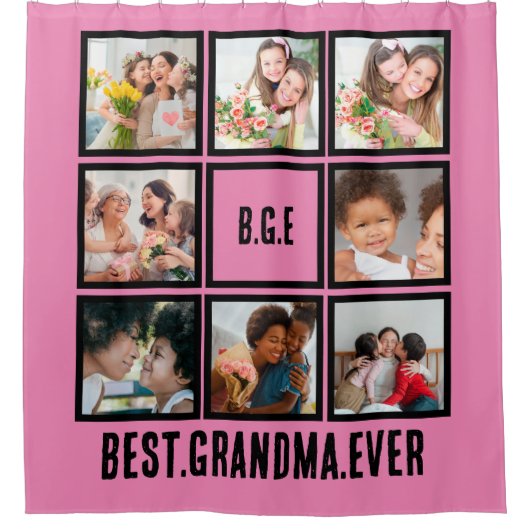 Personalisiert Beste Oma je 8 FotoCollage Duschvorhang (Vorderseite)