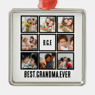 Personalisiert Beste Oma je 8 FotoCollage Ornament Aus Metall