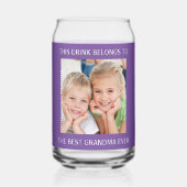 Personalisiert Beste Oma je Foto Lila Dosenglas (Vorderseite)