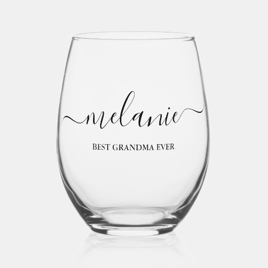 Personalisiert Beste Oma-je-Script-Monogramm Weinglas Ohne Stiel (Vorderseite)