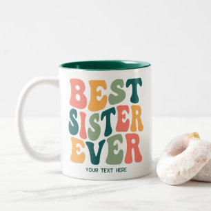 Personalisiert Beste Schwester je farbenfroh Groov Zweifarbige Tasse