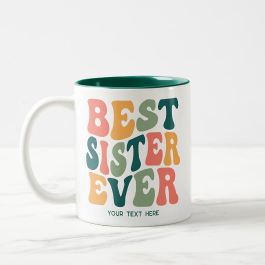 Personalisiert Beste Schwester je farbenfroh Groov Zweifarbige Tasse (Links)