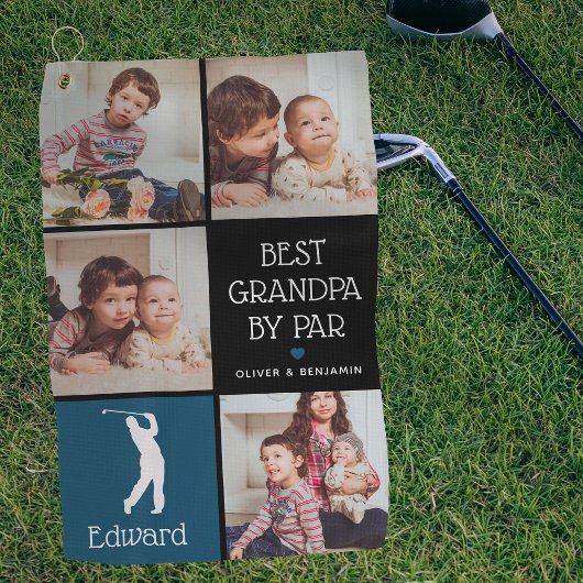 Personalisiert Bester Opa von Par Foto Geschenk Golfhandtuch