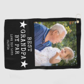Personalisiert Bester Opa von Par Foto Geschenk Golfhandtuch (Horizontal)