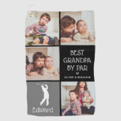 Personalisiert Bester Opa von Par Foto Geschenk Golfhandtuch (Vorderseite)