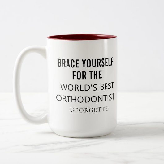 Personalisiert Bester orthodontitischer Berufliche Zweifarbige Tasse (Links)