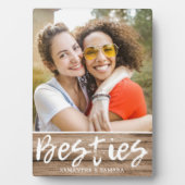 Personalisiert Besties BESTE FREUNDIN heißt Rustik Fotoplatte (Vorderseite)