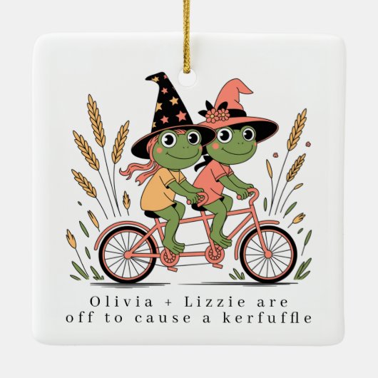 Personalisiert Besties Frogs Kerfuffle Keramikornament (Rückseite)