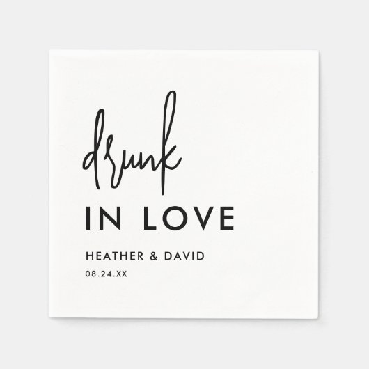 Personalisiert Betrunken in der Liebe Hochzeit von Serviette (Vorderseite)