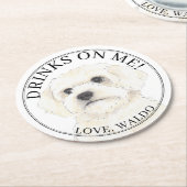 Personalisiert Bichon Havanese Maltese Dog Wedding Runder Pappuntersetzer (Angewinkelt)