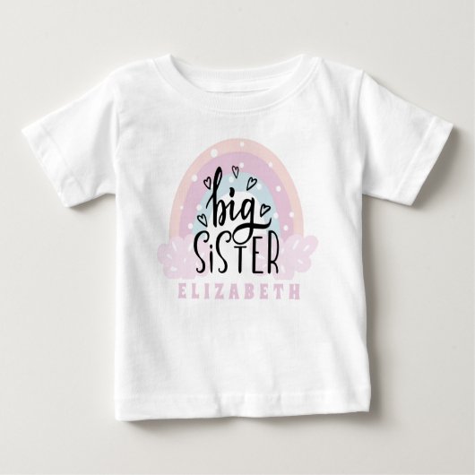 Personalisiert Big Sister Baby T-shirt (Vorderseite)