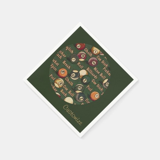 Personalisiert Billiard Balls Hintergrund Napkins Serviette (Ecke)