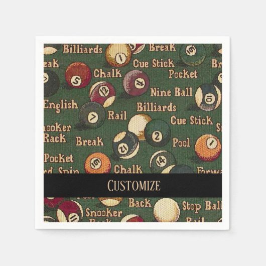 Personalisiert Billiard Balls Napkins Serviette (Vorderseite)