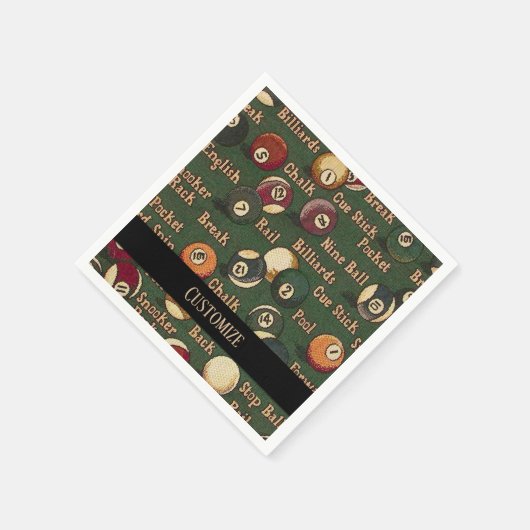Personalisiert Billiard Balls Napkins Serviette (Ecke)