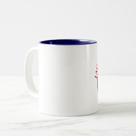Personalisiert bin ich bionisch (Kniegelenksersatz Zweifarbige Tasse (Vorderseite Links)