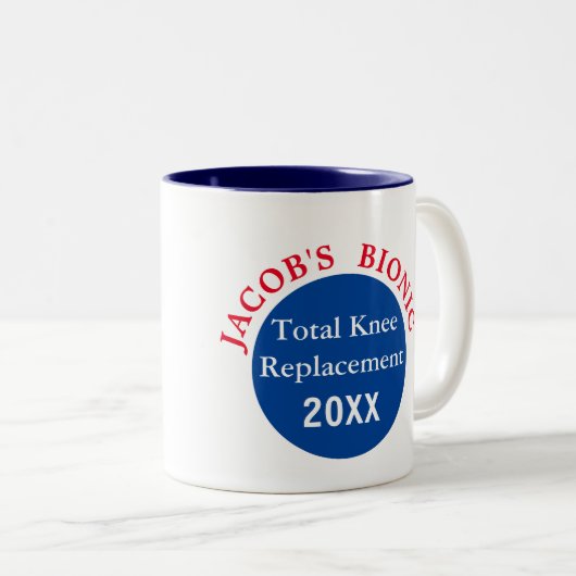 Personalisiert bin ich bionisch (Kniegelenksersatz Zweifarbige Tasse (VorderseiteRechts)