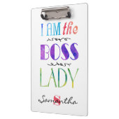 Personalisiert bin ich die Chef-Dame Typography Klemmbrett (Links)