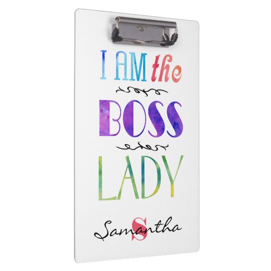 Personalisiert bin ich die Chef-Dame Typography Klemmbrett (Rechts)