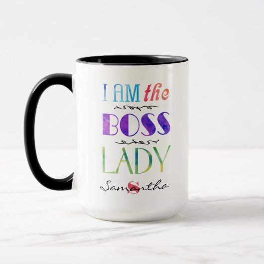 Personalisiert bin ich die Chef-Dame Typography Tasse (Links)