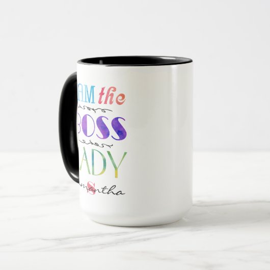 Personalisiert bin ich die Chef-Dame Typography Tasse (Vorderseite Links)