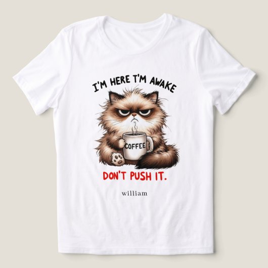 Personalisiert bin ich hier, ich bin wach Tri-Blend shirt (Design Vorderseite)