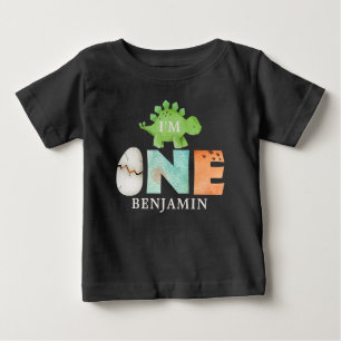 Personalisiert bin ich ONE Dinosaurier Erster Gebu Baby T-shirt
