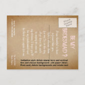 Personalisiert bin meine Brautjungfrau Einladungspostkarte (Rückseite)