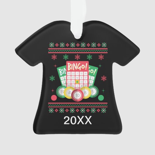 Personalisiert Bingo Player Ugly Xmas Sweater Ornament (Vorderseite)
