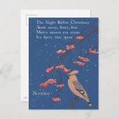 Personalisiert Bird Christmas Eve Gedicht Illustra Postkarte (Vorne/Hinten)
