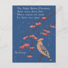 Personalisiert Bird Christmas Eve Gedicht Illustra Postkarte