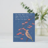 Personalisiert Bird Christmas Eve Gedicht Illustra Postkarte (Stehend Vorderseite)