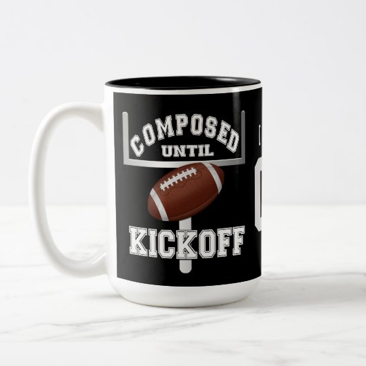 Personalisiert bis Kickoff Football Spaß zusammeng Zweifarbige Tasse (Links)