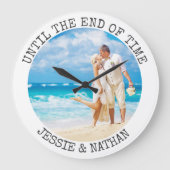 Personalisiert bis zum Ende der Hochzeit Foto Große Wanduhr (Vorderseite)