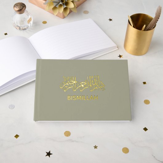 Personalisiert Bismillah Luxury Gold Foil Notebook Gästebuch (Vorderseite Offen)