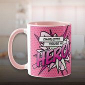 Personalisiert bist du mein HERO Comic Buch Rosa Tasse