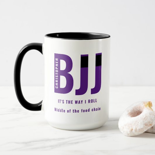 Personalisiert BJJ Way I Roll Jiu Jitsu Lila Belt Tasse (Mit Donut)