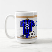 Personalisiert Black and Blue Football Soccer Jers Kaffeetasse (Links)
