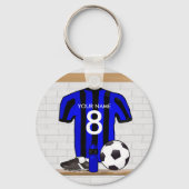 Personalisiert Black and Blue Football Soccer Jers Schlüsselanhänger (Rückseite)
